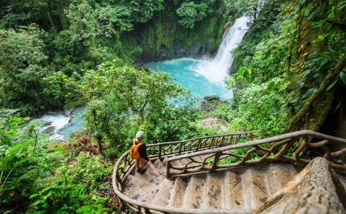 RIO CELESTE WATERFAL AT TENORIO NATIONAL PARK